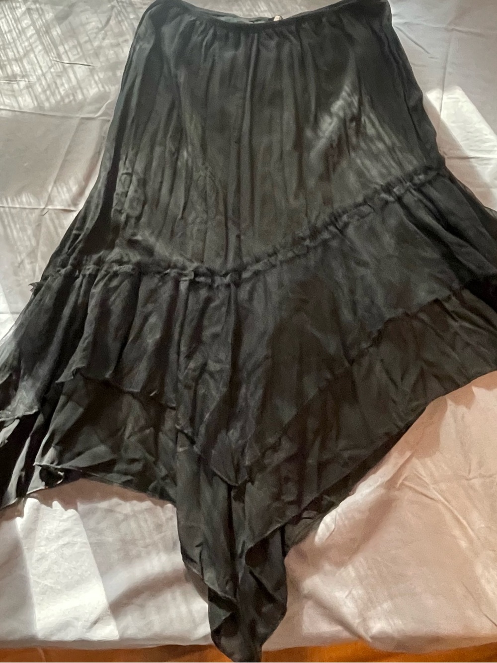 Elegant Black Asymmetrical Ruffle Skirt